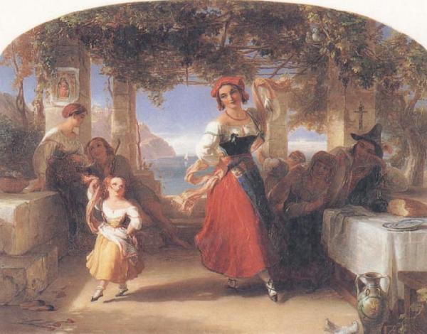 Thomas Uwins A Italian Mother Teaching her child the Tarantella Germany oil painting art